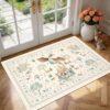 nesrt Dragon Washable Area Rugs Small 2x3Ft Beige, Soft Animal Print Entrance Rugs Non Slip, Botanical Forest Kitchen Bedroom Floor Door Mat for Laundry Bathroom Home Office Decor