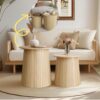 Nesting Coffee Table Set of 2, End Table with Removable Top and Basket Base