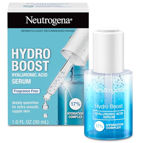 Neutrogena Hydro Boost Hyaluronic Acid Serum for Face & Neck, Lightweight Daily Hydrating Serum with Hyaluronic Acid for Dry Skin, Oil-Free, Non-Comedogenic, Fragrance-Free, 1 fl. oz (Pack of 12)
