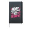 Never Underestimate A Girl Trumpet Player Band Music Hardcover Journal, Black