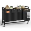 NEWBULIG Laundry Hamper Sorter, Rolling Laundry Basket, 4 x 10.6 Gal
