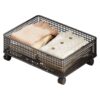 NEWFT Duty Metal Underbed Basket with Smooth Rollers Home Organization Baskets for Blankets Linens Seasonal Items Rolling Under Bed