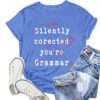 NEWKA Womens English Teacher Shirts Teaching T-Shirt Grammar Teacher Life Tee Top