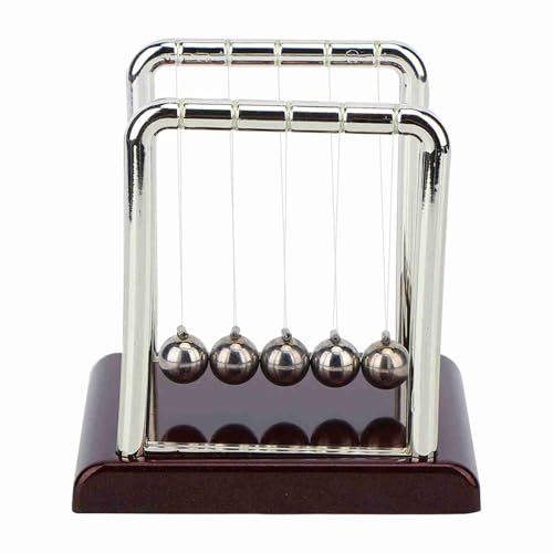 Newton ' s Cradle Balance Balls | Stress Relief Desk Toy for Office/Home/Study | Square Pendulum Decor with Solid Metal Balls | Educational Physics Present (Small Square Billiard Ball)