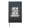New Year New Energy Motivation Goals Fitness Hardcover Journal, Black