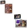 NexBrixxi Magic World Book Nook Building Sets with Lights Magic Academy & Magic Street Fantasy Bookshelf Decor, DIY Book Nook Building Kit Collection for Adults & Teens Ages 12+