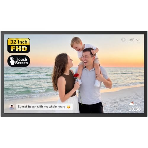 NexFoto 32 Inch Touchscreen Large Digital Picture Frame, 64GB Electronic Photo Frame FHD WiFi, Add Photos from Google Photos, Share Videos via APP/USB, Send Greeting, Gifts for Housewarming/Mom, Black