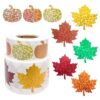 Nfvjfxz 1000Pcs Halloween Fall Thanksgiving Pumpkin Leaf Stickers 2Rolls Self Adhesive Label Stickers Roll for Autumn Party