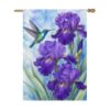 NGZ Hummingbird Purple Iris Garden Flag 28X40 Inch Linen for Spring