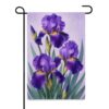 NGZ Purple Iris Flowers Garden Flag 12x18 Inch Linen for Spring
