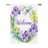 NGZ Welcome Iris Dragonfly Garden Flag 28X40 Inch Linen for Spring