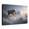 Nicghece Surrealist Elephant Canvas Poster Elephant on A Tightrope Oil Painting Motivational Office Wall Art Prints Balancing Rope Animal Picture for Living Room (08x12 inch - Framed)