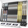 Nicpro 35PCS Gold Art Mechanical Pencils Set, 3 PCS Metal Drafting Pencil
