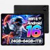 NIDUBIO 2026 Android 16 Tablet 10.1 Inch with 24GB RAM 64GB ROM, 1TB TF Card Expandable, 6000mAh Battery, Dual Band WiFi, BT5.4, Dual HD Cameras, Portable Tablet for Study, Business&Entertainment