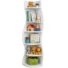 NIERN Wavy Corner Shelves Modern 5-Tier S-Shaped Corner Shelf Curved Display Rack Space-Saving Corner Bookshelf Plant Stand for Living Room Bedroom, Home Office, White
