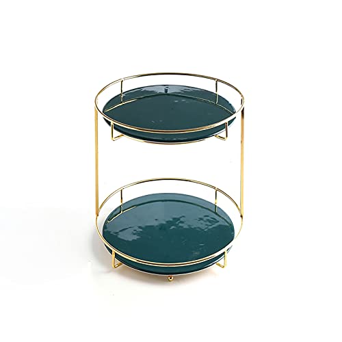 NIKAIDD Cupcake Stand Two-Tier Cake Stand Green Ceramic Dessert Table Light Luxury Cake Display Stand Afternoon Tea Cake Plate Wedding Party Fruit Plate Dessert Display Plate (S)