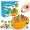 Ninigai Wobble Marble Game - Balance Stacking Game for Kids 6-12 & Families - Fun Birthday Party Games with 60 Glass Marbles, Dice & Challenge Cards - Indoor Tabletop Toy for 1-4 Players