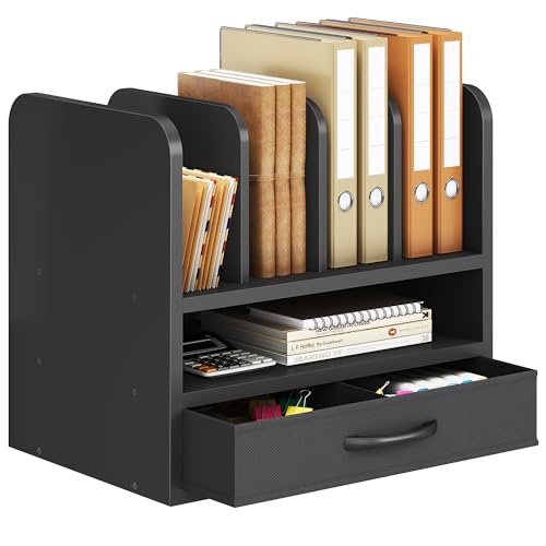 NiOffice Desk File Organizer for Home, Office, School, Wooden Frame Desktop Storage Solution for Office Supplies, Documents, Papers, Folders and Stationery, Space-Saving and Stylish Document Sorter