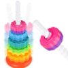 NiToy Kids Spinning Stacking Toy, Rainbow Tower Dual-Color Spinning Wheels