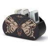 NLLZZ Moth Gothic PU Leather Remote Control Holder with 5 Compartments