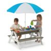 Noeko 3-in-1 Kids Picnic Table with Umbrella, Sand and Water Activity Table