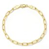 NOKMIT 14K Gold Filled Paperclip Bracelets for Women Men, 4mm Rectangular Paper Clip Link Bracelet, 6.5-8 Inches, Hypoallergenic, Non-Tarnish, Pulsera de Oro 14K para Mujer (4mm, 7.5in)