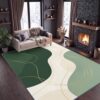 Non-Slip 2' x 3' Area Rug with Forest Green Sage Green Color Block Theme, Washable Non-Slip Living Room Rug, Home Decor Indoor Carpet for Game Room Classroom Laundry Medieval Geometric