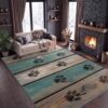 Non-Slip 3' x 5' Area Rug with Black Dog Paw Print Theme, Washable Non-Slip Living Room Rug, Home Decor Indoor Carpet for Game Room Classroom Laundry Vintage Wooden Planks