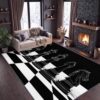 Non-Slip 5' x 7' Area Rug with Chess Theme, Washable Non-Slip Living Room Rug, Home Decor Indoor Carpet for Game Room Classroom Laundry Brain Games
