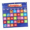 NonMiFyR Calendar Pocket Chart Classroom Pocket Chart Classroom Organizer Teaching Chart Wall Hanging with Polyester Pockets and Colorful Cards Suitable for Sc, Blue