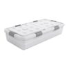 NonMiFyR Under Bed Storage Containers with Wheels Stackable Latching Bin Organizer Box with Hinged Lid and Quiet Rollers for Clothes Quilts Bedding Sweaters Su