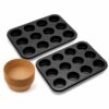 Nonstick Carbon Steel Muffin Pan Set of 2, 12-Cup,Includes 100 Paper Liners