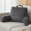 NOONTIDE Reading Pillow for Sitting up in Bed and Couch,Large Back Pillow for Adult & Teens with Soft Adjustable Neck Roll Backrest Pillow,Washable Cover,Watching TV/Gaming/Relaxing(Darkgrey)
