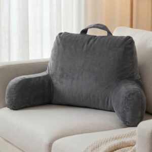 NOONTIDE Reading Pillow for Sitting up in Bed and Couch,Large Back Pillow for Adult & Teens with Soft Adjustable Neck Roll Backrest Pillow,Washable Cover,Watching TV/Gaming/Relaxing(Darkgrey)