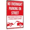 No Overnight Parking On Street Warning Vintage Metal Wall Art Signs