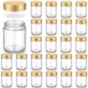 Norme 24 Pcs 6 oz Glass Jars with Lids Cosmetic Jars, Clear, Gold
