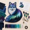 Northern Lights Wildlife DIY Patchwork Kit, Layered Fabric Animal Craft (Fox)