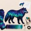 Northern Lights Wildlife DIY Patchwork Sewing Kit, Layered Fabric Animal Hand‑Made Wall Hanging Ornament, Beginner‑Friendly Cozy Holiday Home Accent, Festive Gift for Adult Sewing Enthusiasts