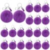 Nosiny 20 Pcs Cheer Faux Pom Pom Keychains Cheer Team Keychains Gifts Bulk Cheerleading Keyring Charm with Tassel for Cheer Team Sport Accessory(Purple)
