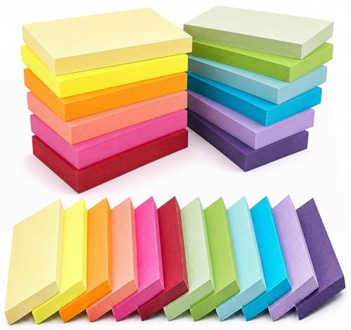 NOTEZMATE 3 x 5 in Sticky Notes Large,12 Pack(100 Sheets/Pad) Super Sticking Power Memo Pads,12 Bright Colorful Self-Stick Pads, 2X The Sticking Power Easy to Post for Office, Notebook & Daily Life