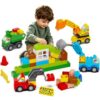 NoyiEon 100+ Pcs Building Blocks Set with 4 Construction Trucks, Large Baseplate, Post-Disaster Rebuild Pretend Play, STEM Toy for Fine Motor Skills & Emotional Growth, Gift for Kids Ages 3-8