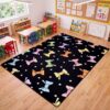 Nuanchu 7 x 5 ft Colorful Bow Classroom Area Rug with Dots Medium Education Rug with Bow Knot and Polka Dots Black Bowknot Carpet Mat for Playroom Bedroom School Kindergarten Nursery Preschool