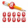 Numbered Pencil Toppers 1-50 for Classroom Organization, Pencil Number Markers with Side-Entry 7.8mm Hole, Student Pencil ID Tags for Teachers, School Supplies, Black (1-10,Red)