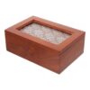NUOBESTY Vintage Wooden Jewelry Box with Glass Window Flip Lid Brown