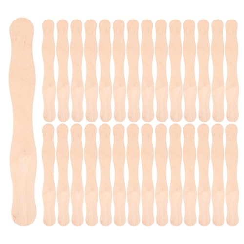 NUOBESTY Wavy Wooden Fan Handles Convenient for Crafting for Wedding Programs 8 Inch 70pcs Khaki Wood Sticks and Paint Mixing and DIY Craft Projects for Festive Celebrations and Classroom