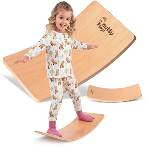 NUTTY TOYS Montessori Wooden Wobble Board for Kids & Adults - 100% Natural Wood Balance Board, Toddler Balancing Toy, Unique Boy & Girl Open Ended Toy, Best Christmas Stocking Stuffer Gifts Idea 2026