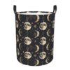 Nuzjahu Elegant Lunar Phases Print Large Laundry Basket Collapsible Laundry Hamper Waterproof Storage Basket with Handles for Living Room, Bathroom, Bedroom