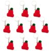 OATIPHO 10 Pcs Red Knit Hat Shape Keychain Pendant for Keys and Backpacks