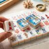 Ocean Nautical Mahjong Set, 4-Layer Premium Acrylic Hand Engraved