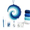 Ocean Wave Crochet Wind Spinner DIY Kit, Handmade Spiral Ocean Wave Crochet Craft Kit, Coastal Hanging Window Ornament for Beginners, Beach House Decor Gift (Set)